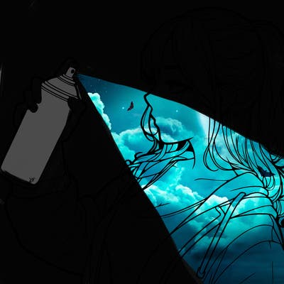 a realistic girl spray, painting