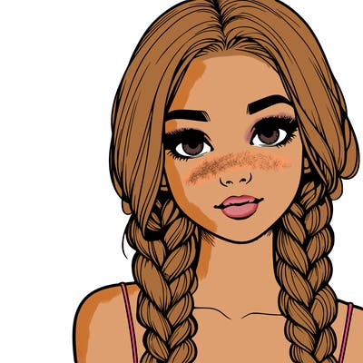 realistic girl with braids