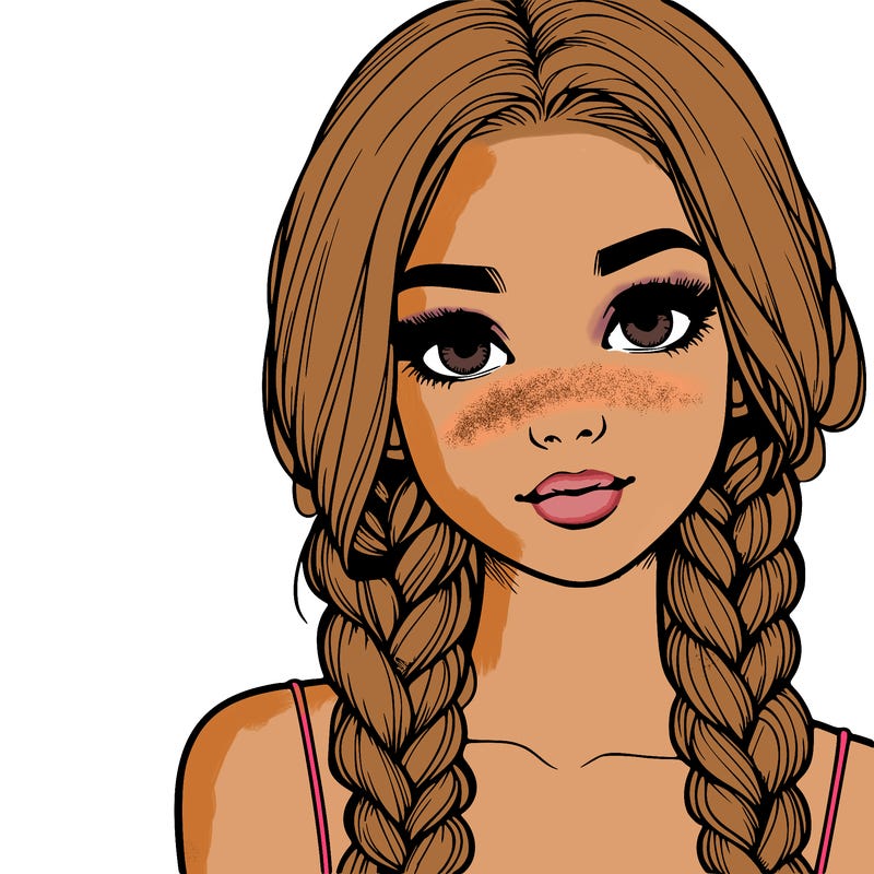 realistic girl with braids