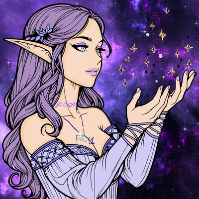 realistic elf girl doing magic
