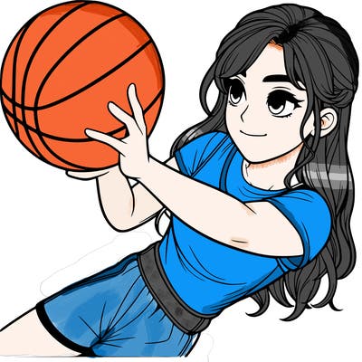 realistic girl playing basketball