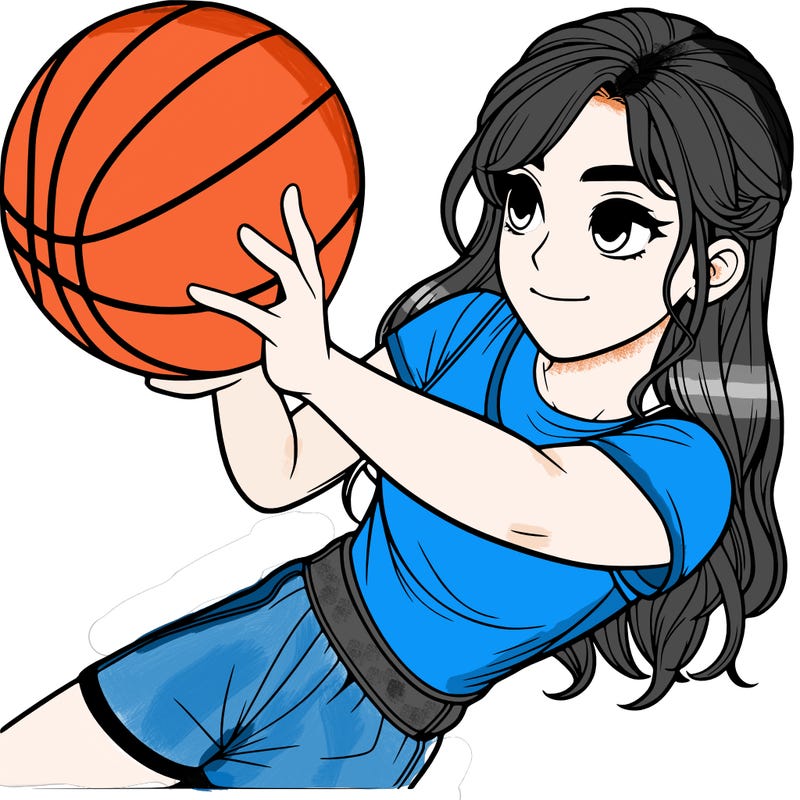 realistic girl playing basketball