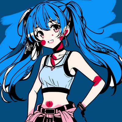 anime girl wearing crop top