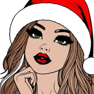 realistic christmas girl with lips