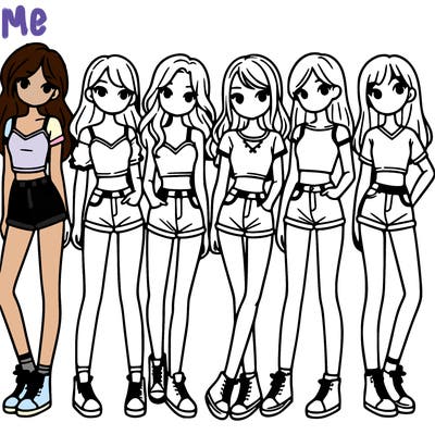 a group of girls wearing crop tops and shorts