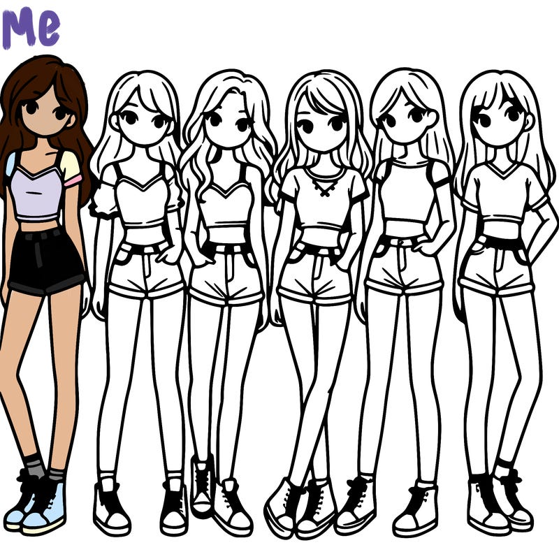 a group of girls wearing crop tops and shorts