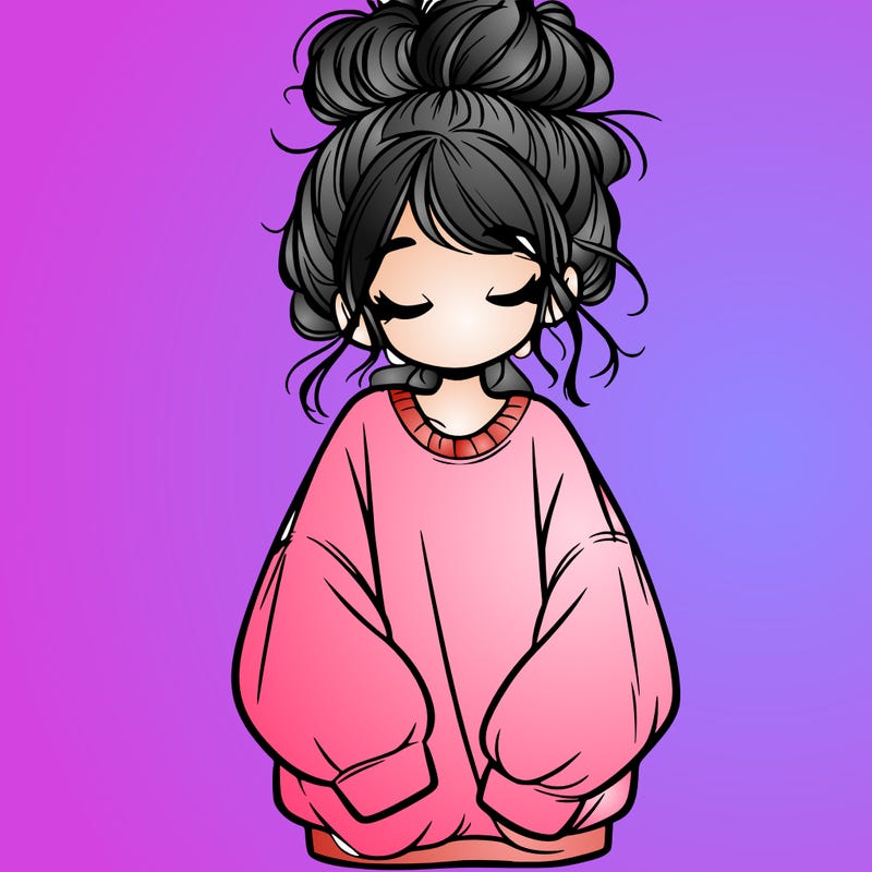 girl with baggy sweatshirt and messy bun