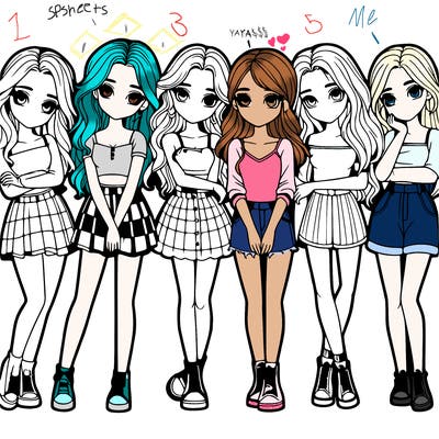 a group of girls realistic