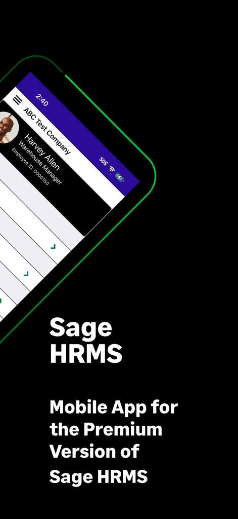 Sage HRMS - Sage HRMS mobile app showing an employee profile page