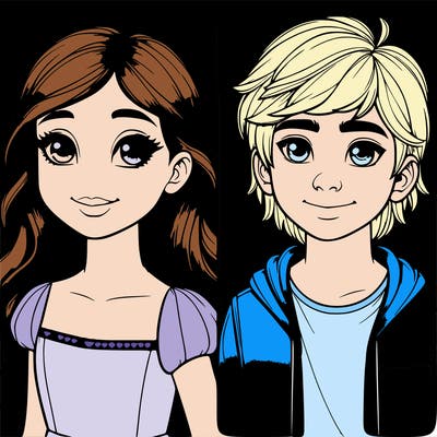 realistic boy and girl