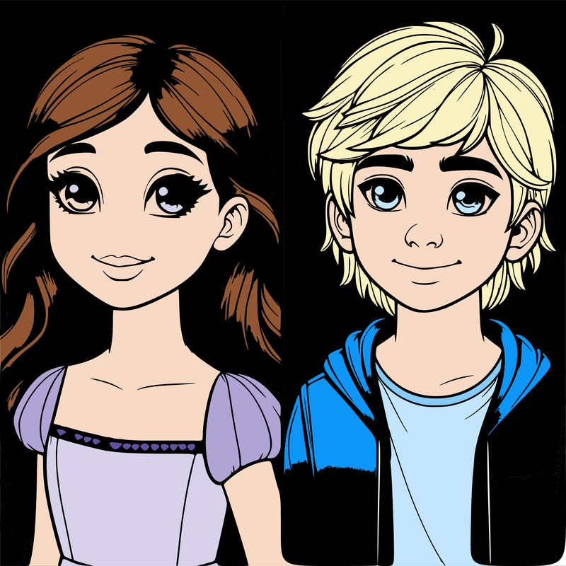 realistic boy and girl