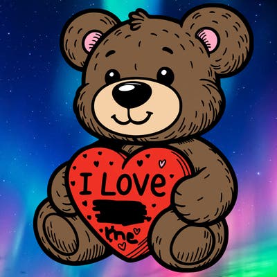 teddy bear holding an i love you heart