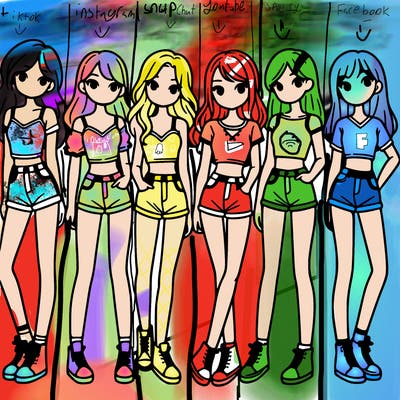 a group of girls wearing crop tops and shorts