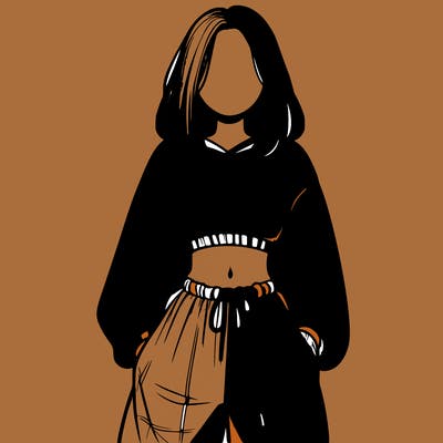 realistic girl faceless with baggy pants and a crop top