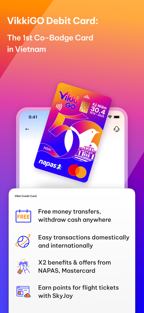 Vikki - Ngân hàng Số - VikkiGOデビットカード、無料送金、国内および国際取引を含む機能