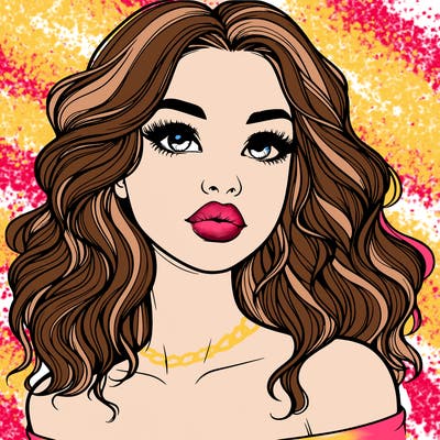 realistic girl with wavy hair and lips