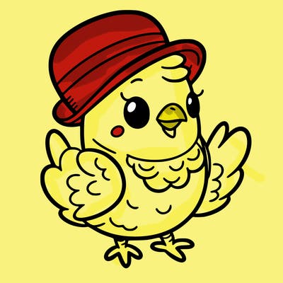 chicken with a cute hat
