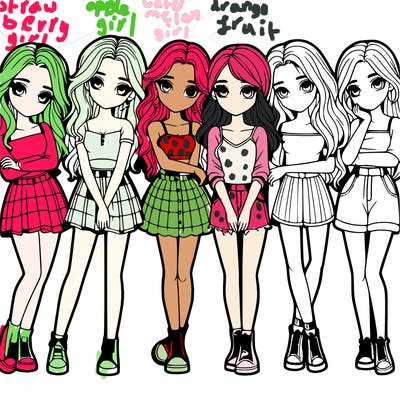 a group of girls realistic