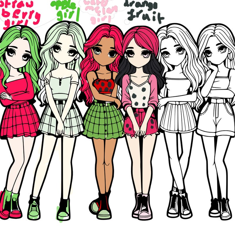 a group of girls realistic