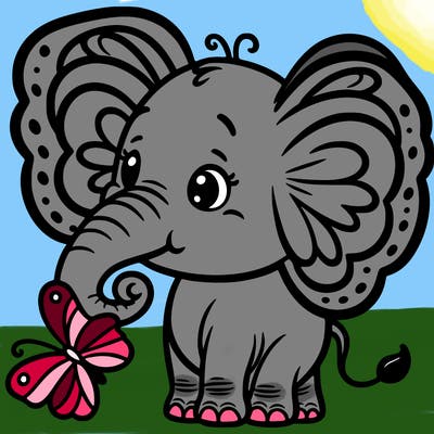 elephant with butterfly ears