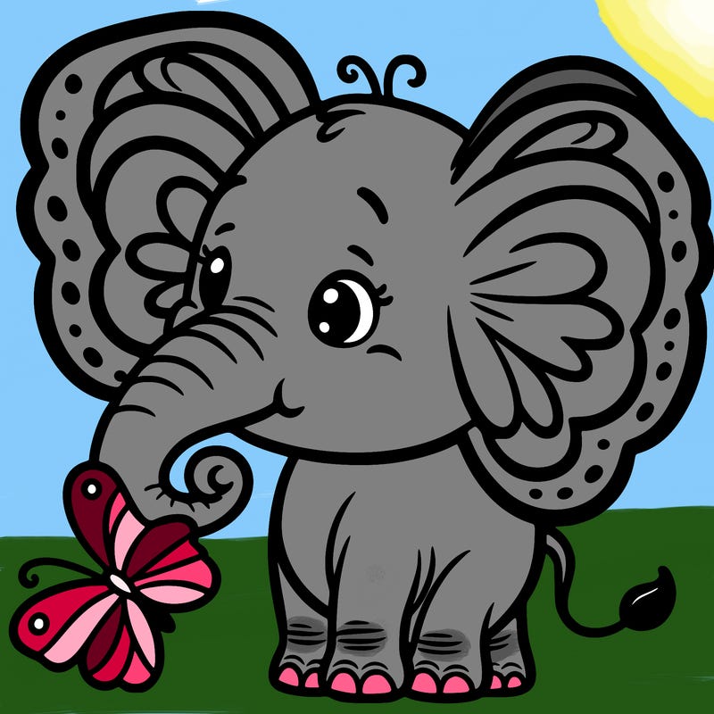 elephant with butterfly ears