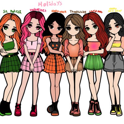 a group of girls realistic