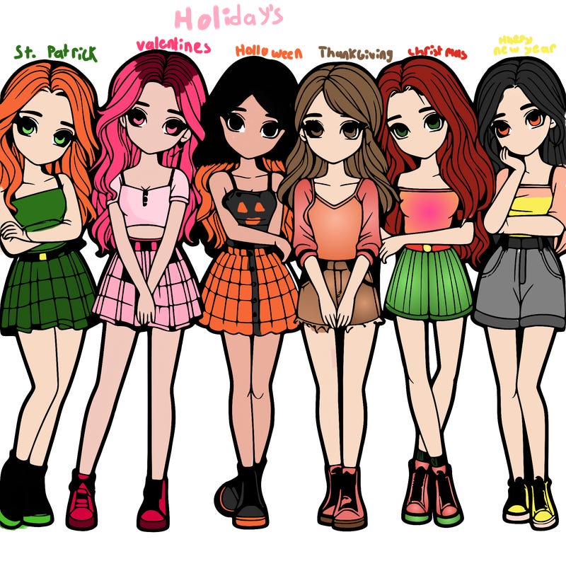 a group of girls realistic