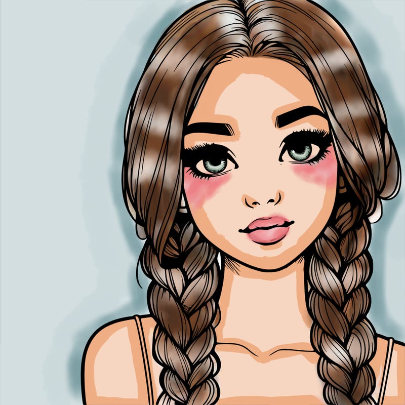 realistic girl with braids