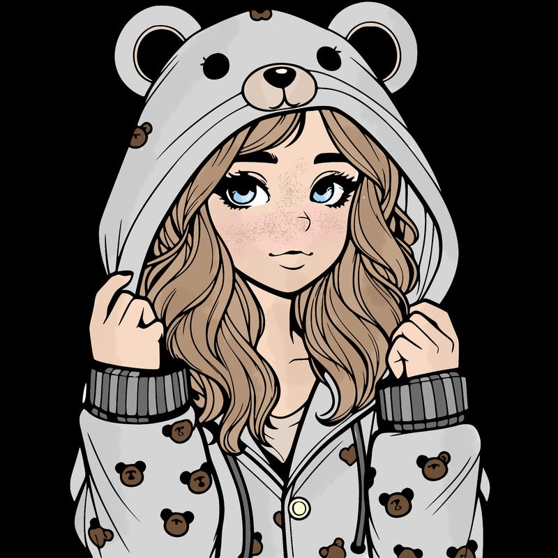 realistic girl in a animal pjs hoodie