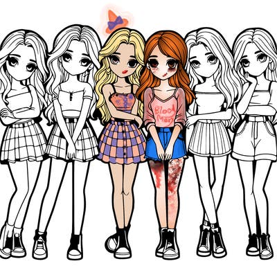 a group of girls realistic