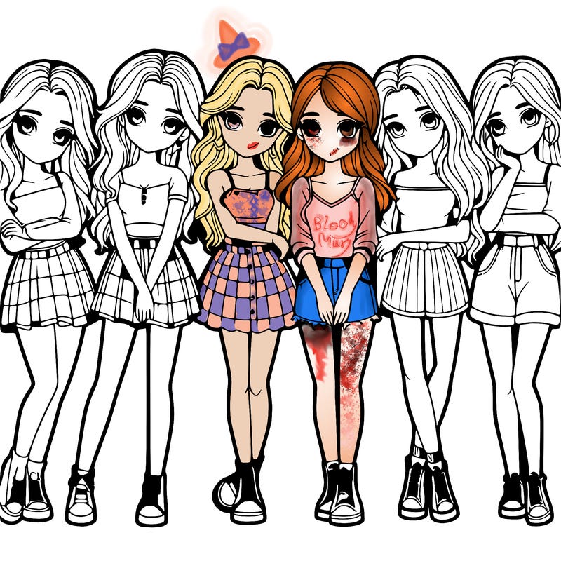 a group of girls realistic