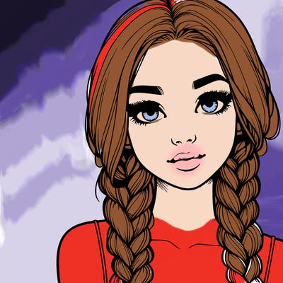 realistic girl with braids