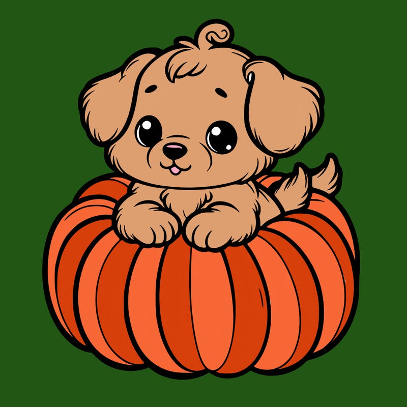 cute little puppy in a pumpkin