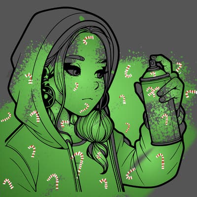a realistic girl, spray painting