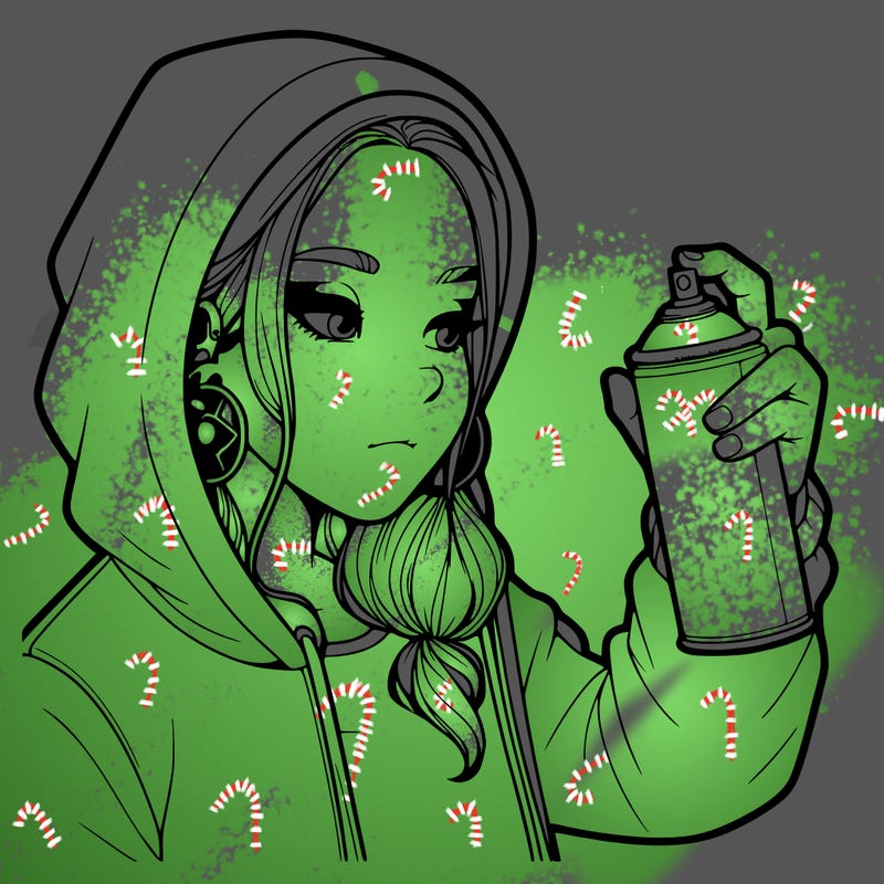 a realistic girl, spray painting