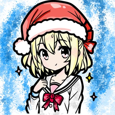 anime girl wearing a santa hat