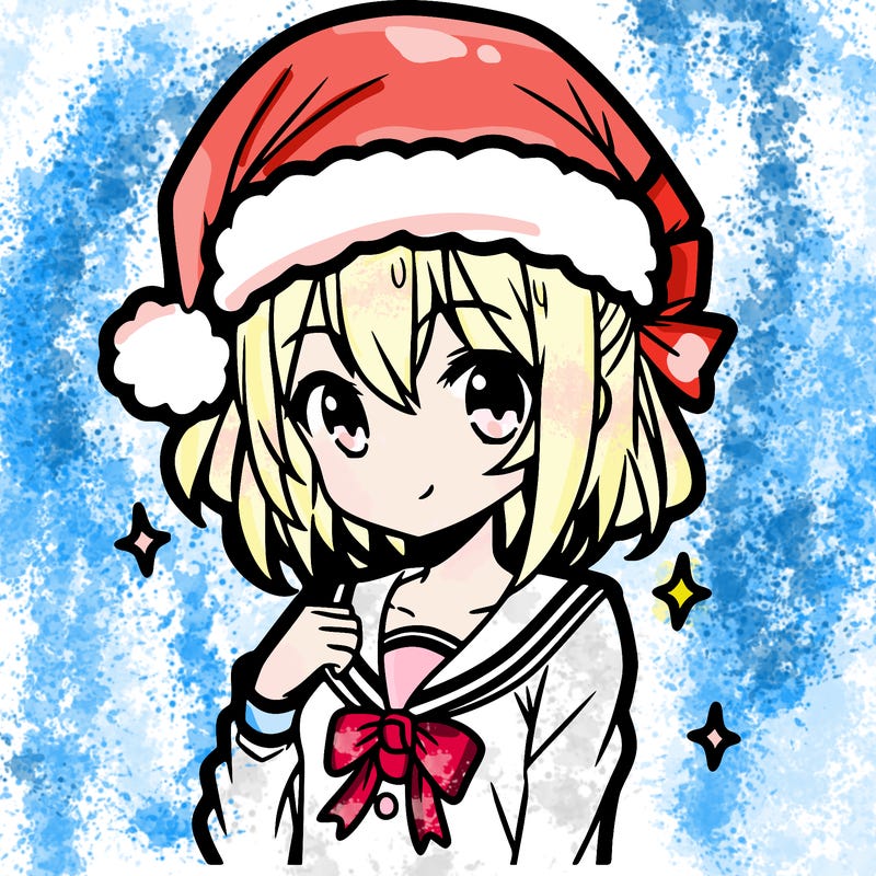 anime girl wearing a santa hat