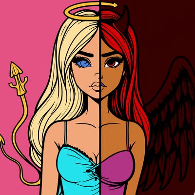 devil vs angel realistic girl