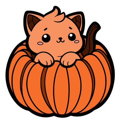 cat in a pumpkin