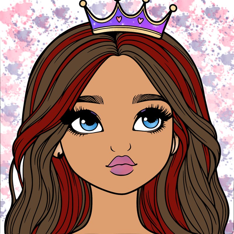 a realistic girl with a crown on
