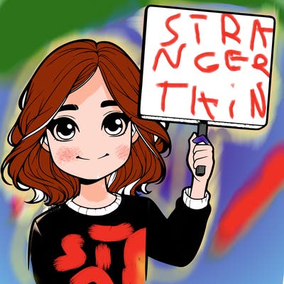 realistic girl holding up a sign