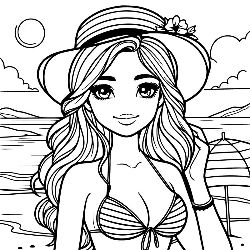 beautiful girl with bikini at the beach details