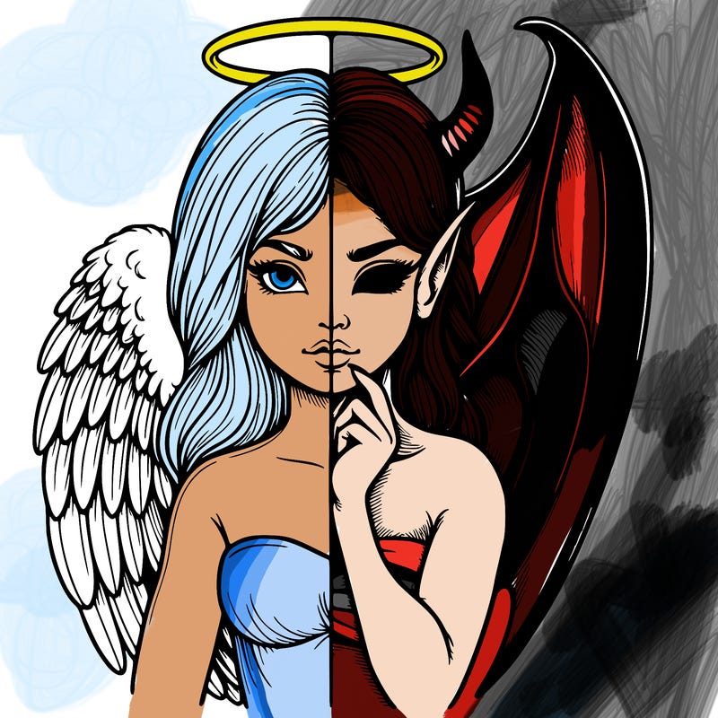 realistic angel half demon