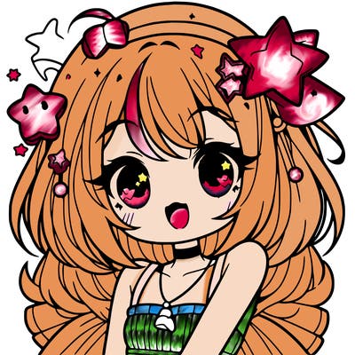 cute anime girl with star accessories