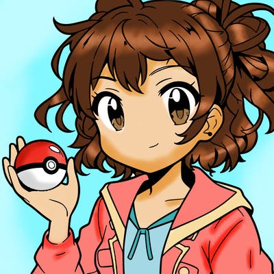 one female manga holding a pokeball