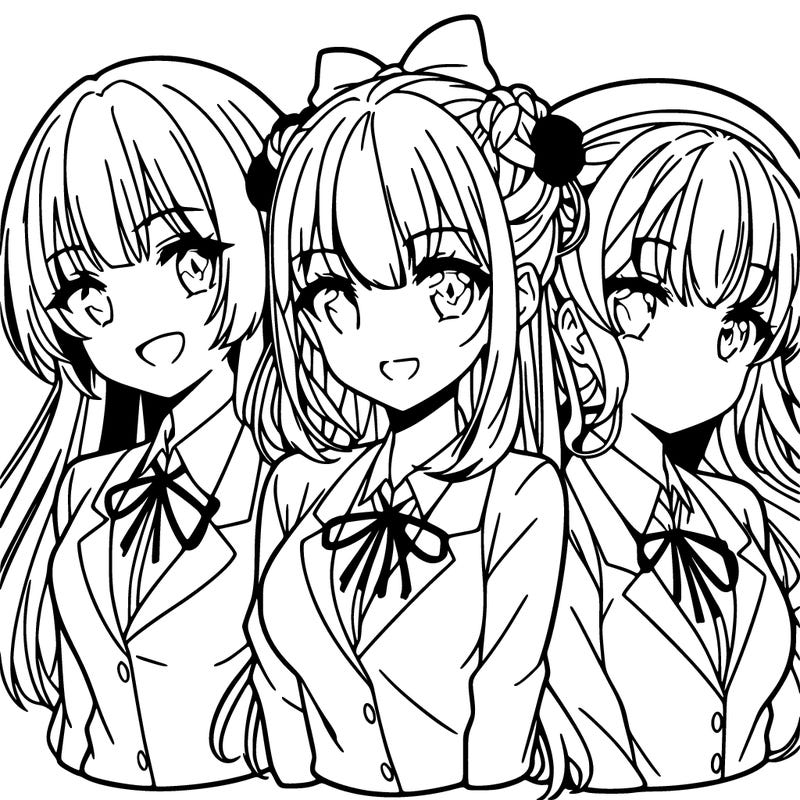 three anime girls