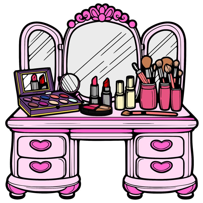 vanity with makeup