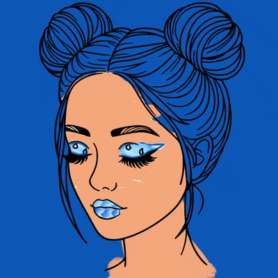 woman with hair buns