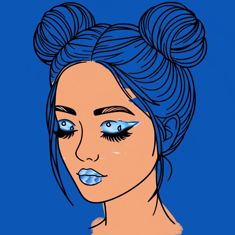 woman with hair buns
