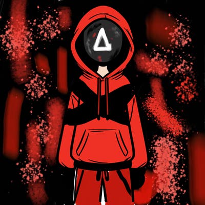 faceless girl in a tracksuit with a hood on and no hair